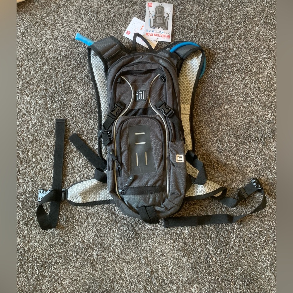FUL Multi-sport Hydration Backpack Black Grey New